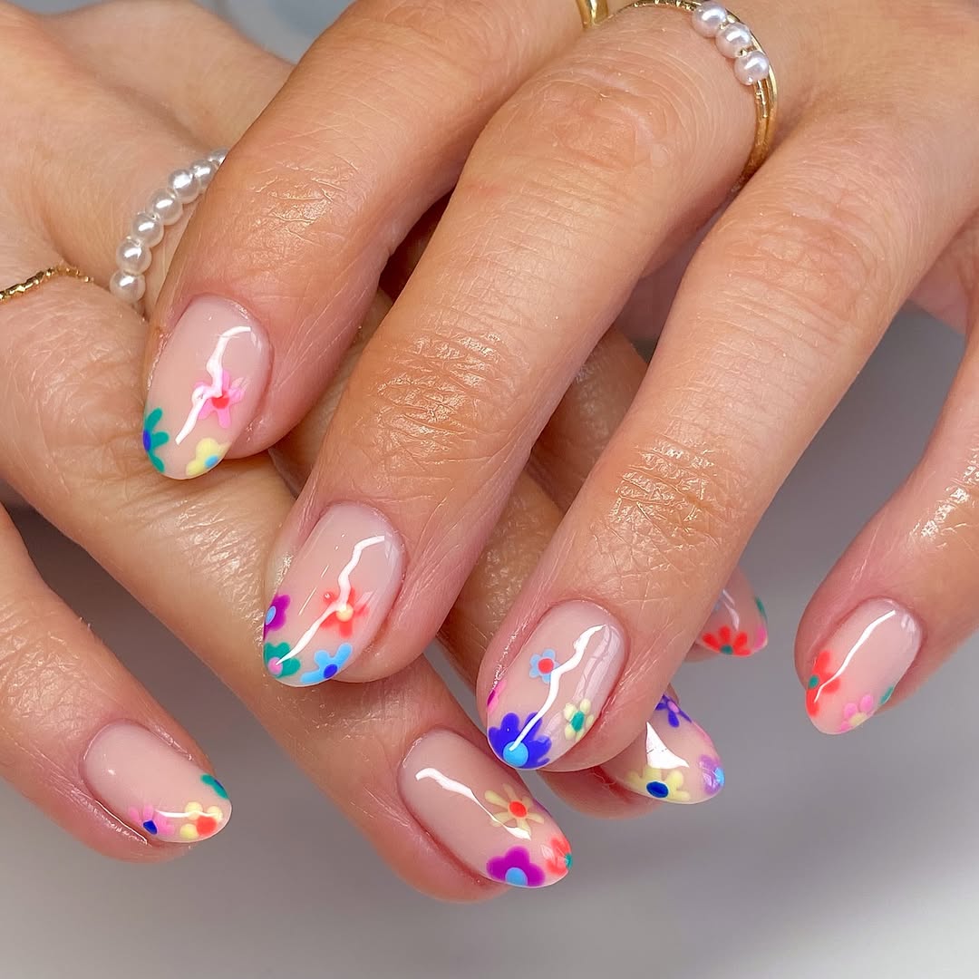Barely-There Base with Bright Floral Tips