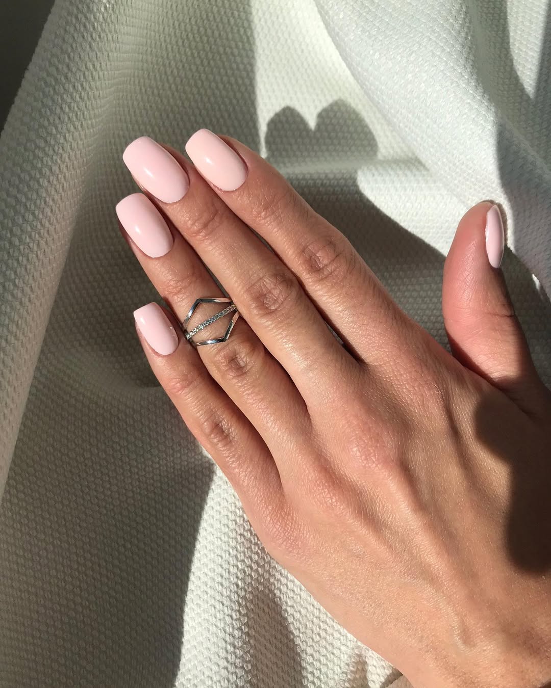 Barely There Glossy Pink Squoval Nails