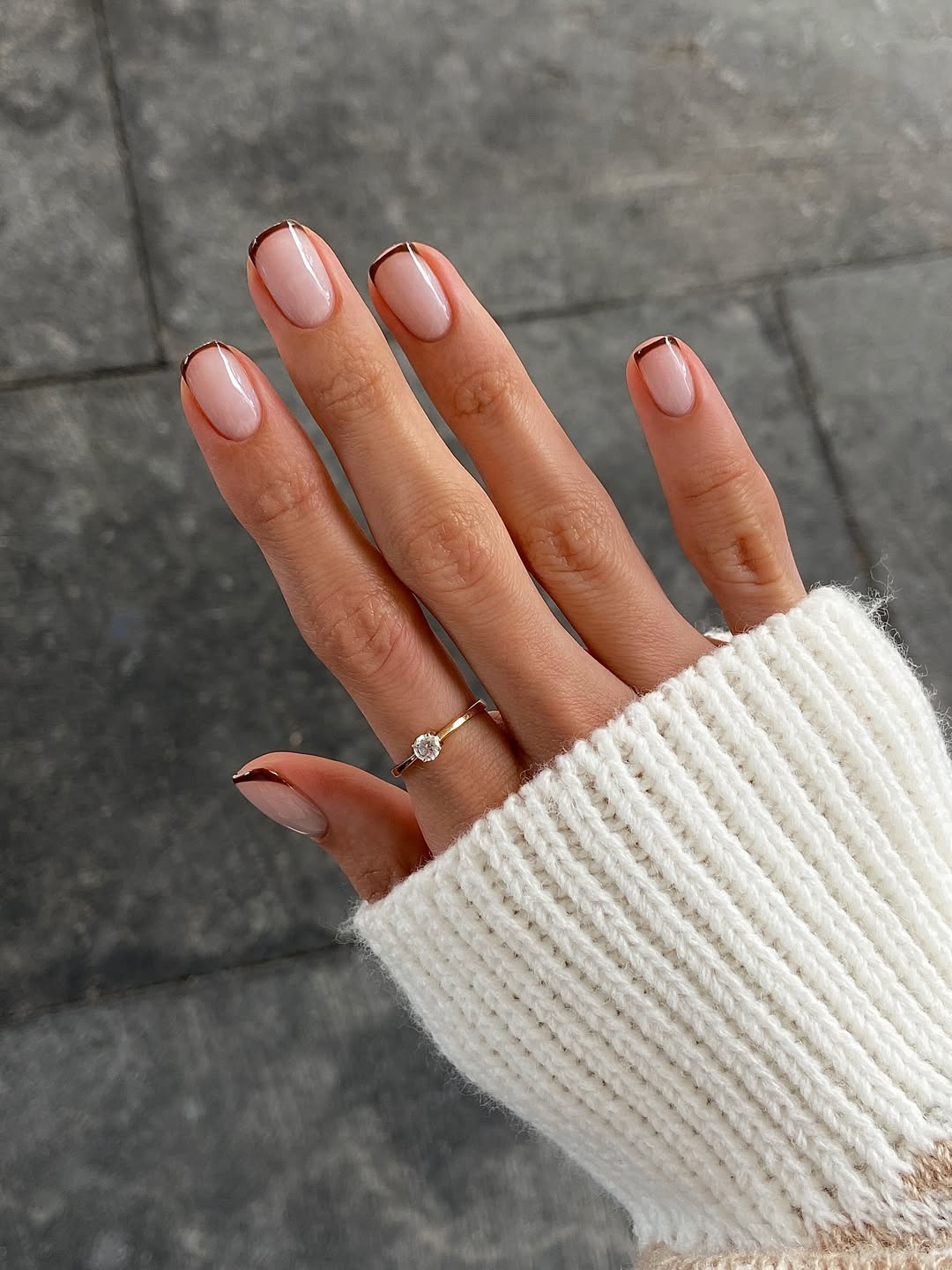 Barely There Milky Gel Nails Chocolate French