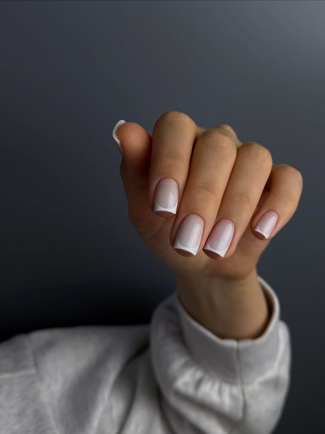 Classic Milky French Tip Short Squoval