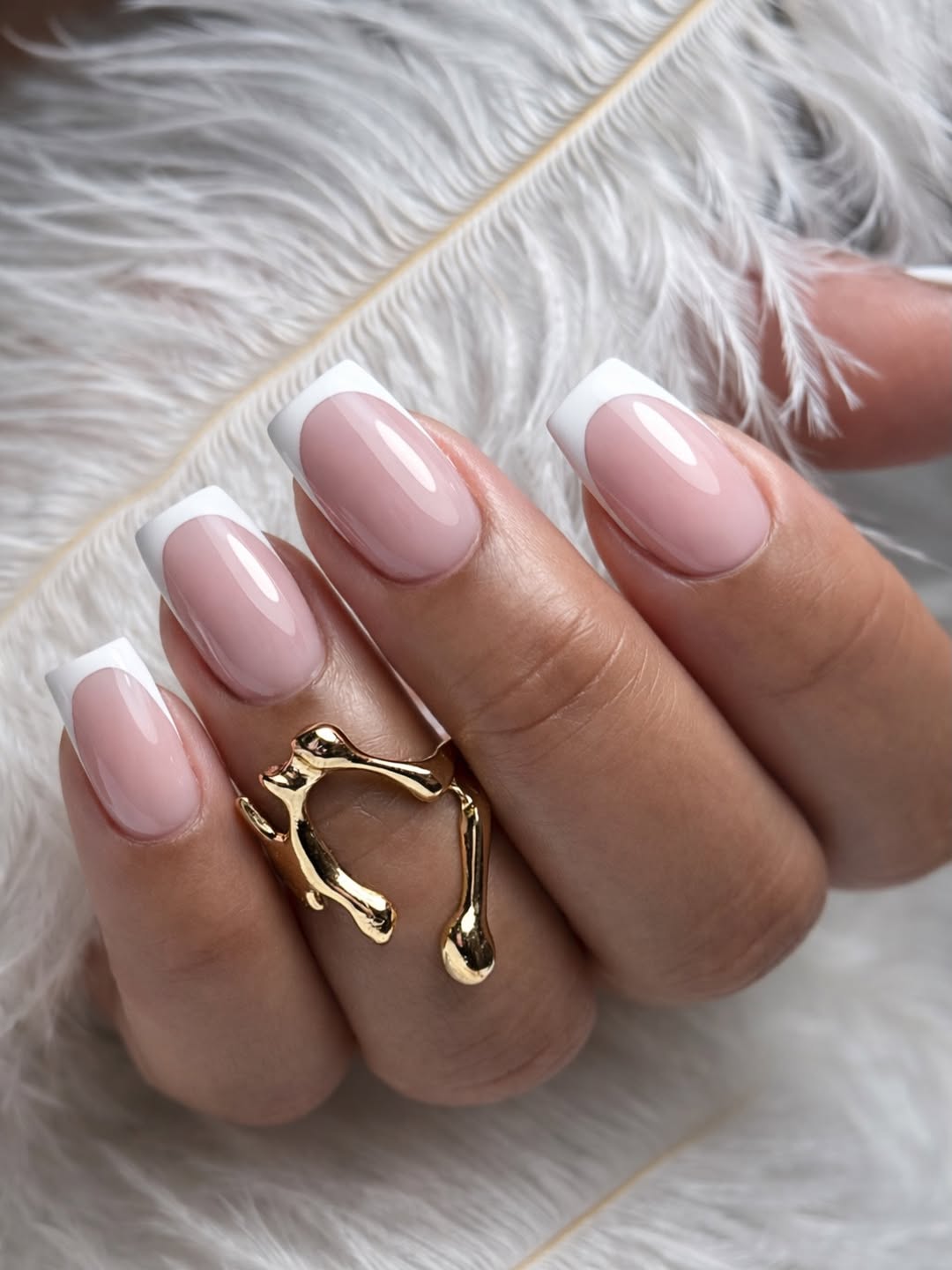 Classic Milky Pink Square French Tips