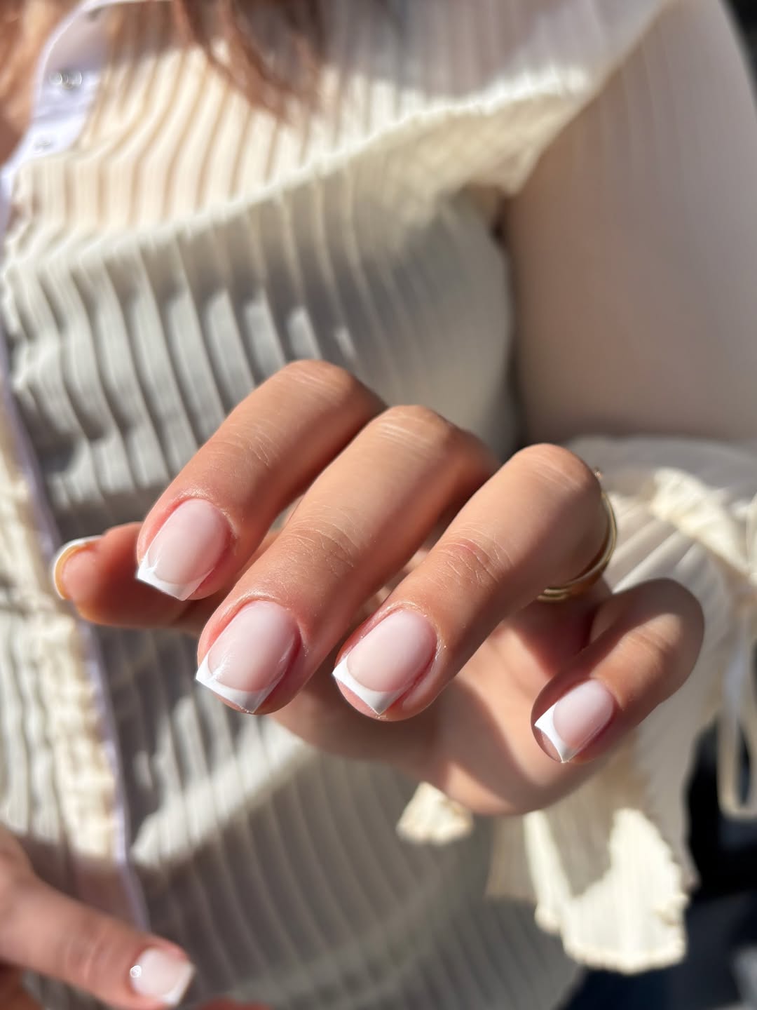 Classic Milky White Square French Tip Manicure
