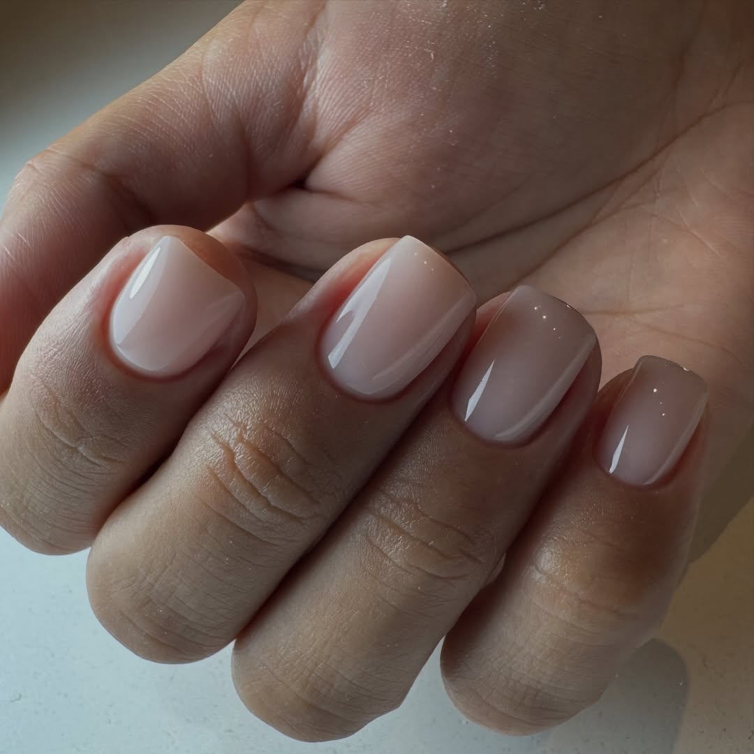 Clean Girl Milky Pink Short Squoval Nails