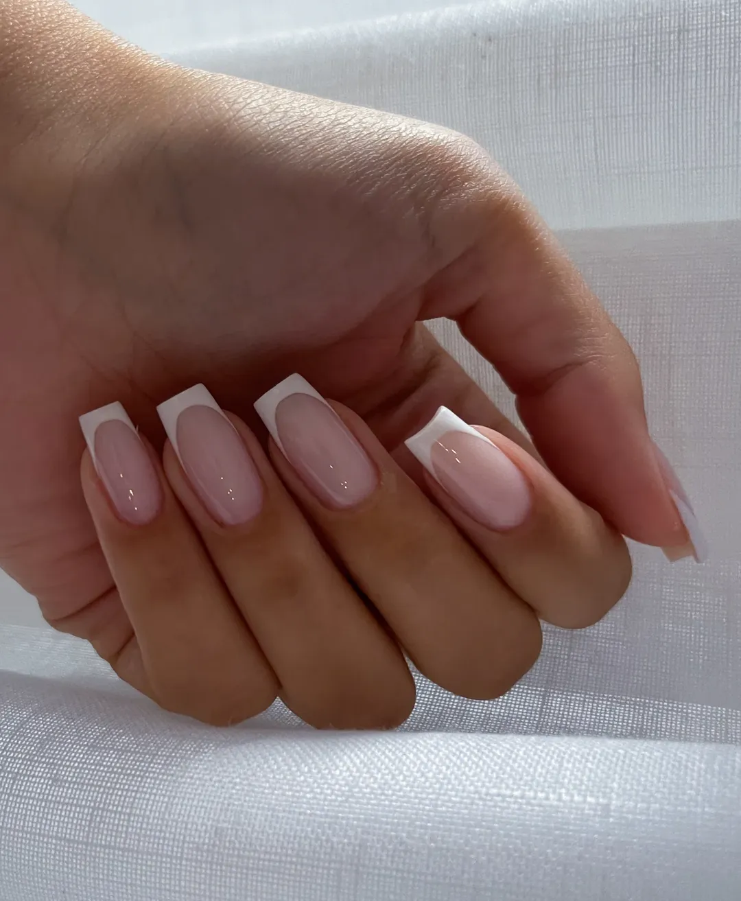 Clean Girl White Tip Square French Nails