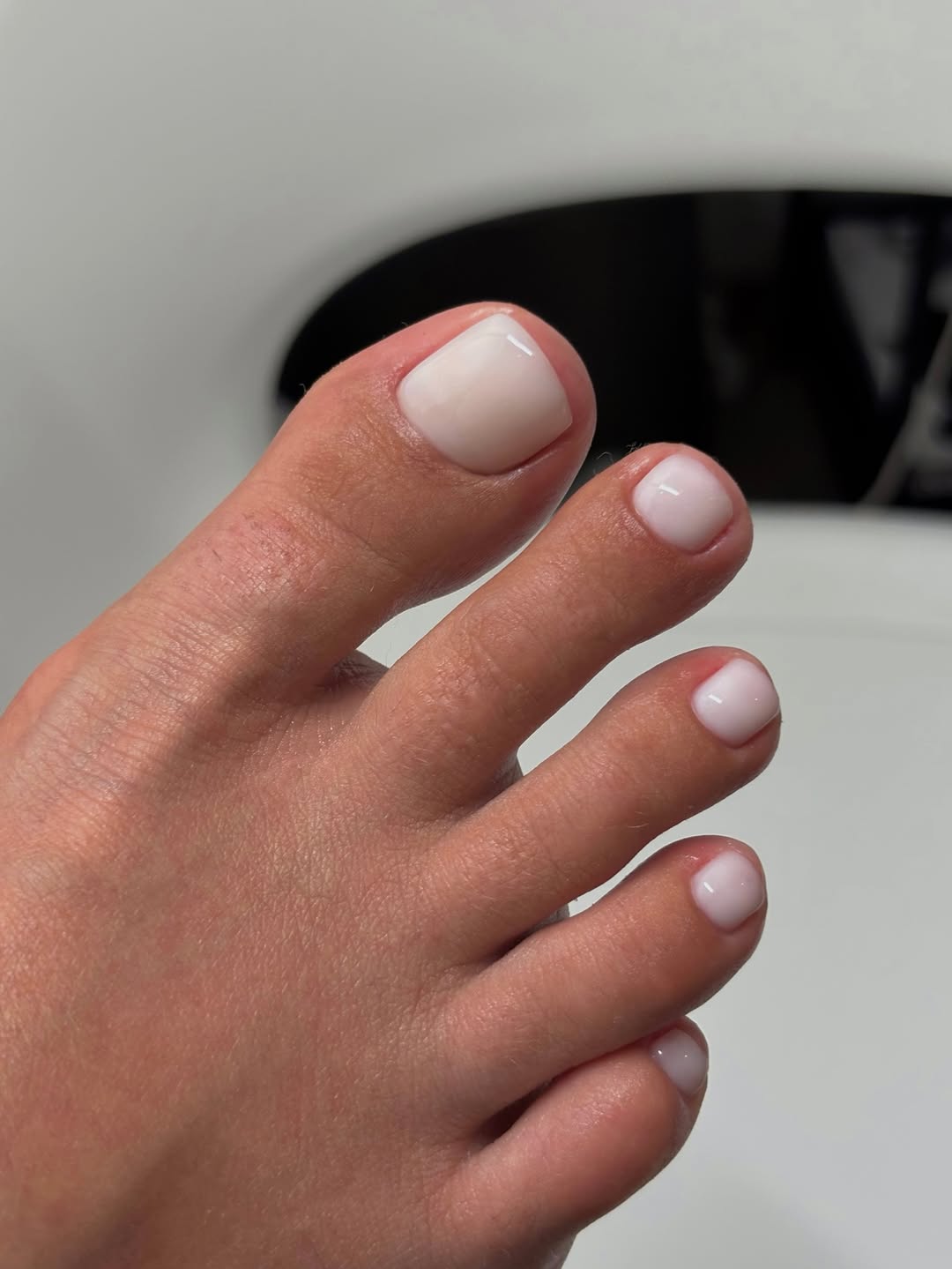 Clean Milky White Short Round Pedicure