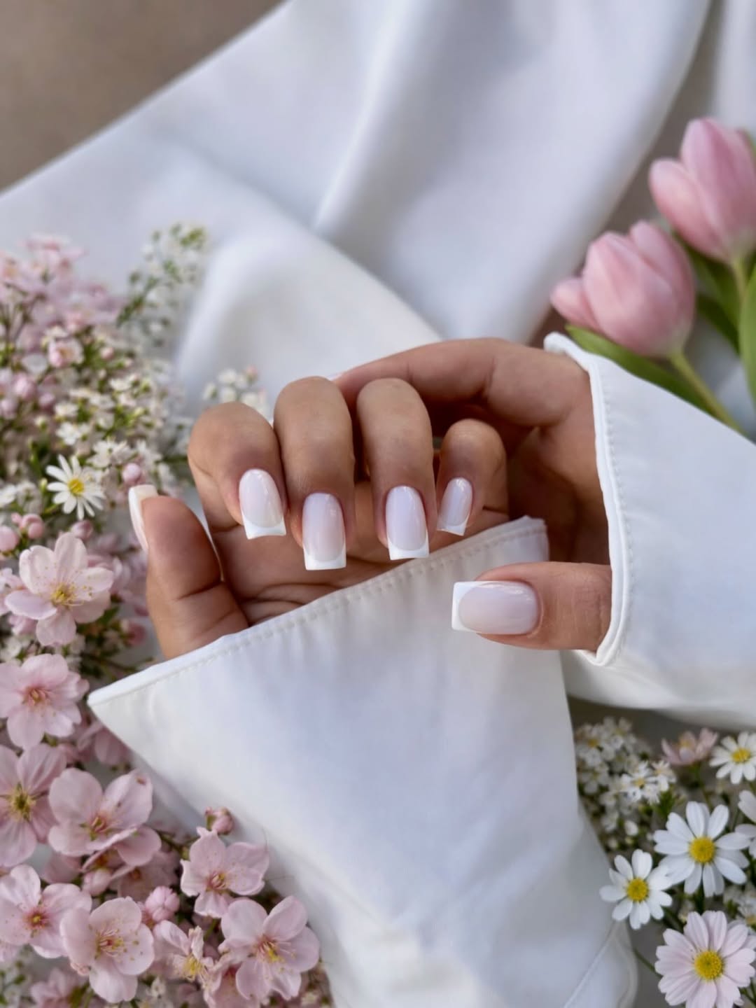 Clean Milky White Square French Tips