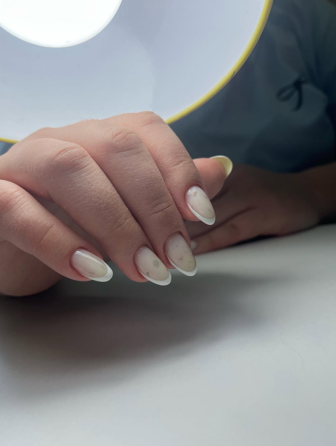 Clear Jelly French Tips with Minimal Glitter