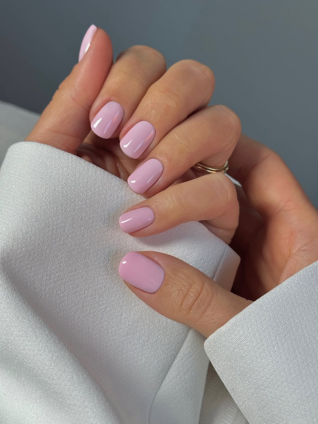 Dreamy Baby Pink Glossy Short Oval Nails