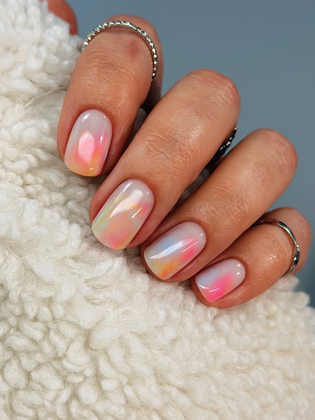 Dreamy Pastel Aurora Short Squoval Nails