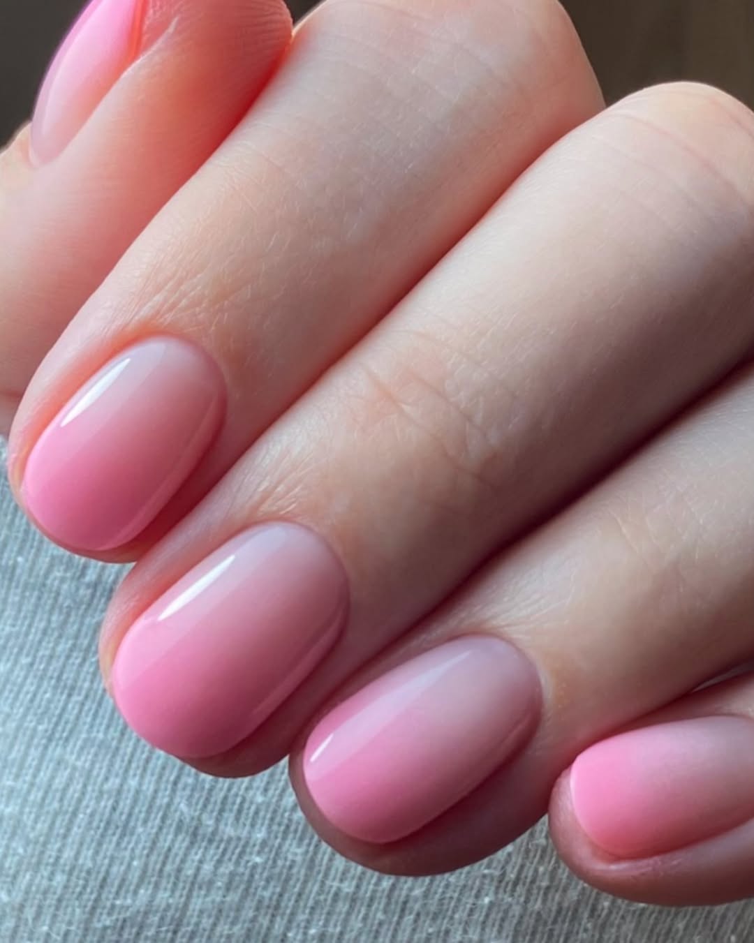 Dreamy Pink Ombre Milky Pink Oval Nails