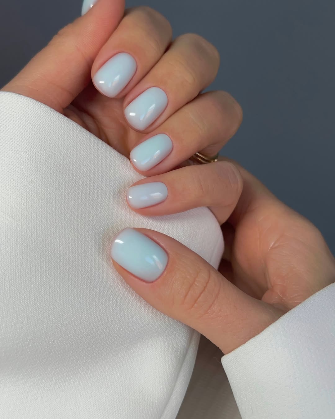 Glossy Baby Blue Minimal Short Squoval