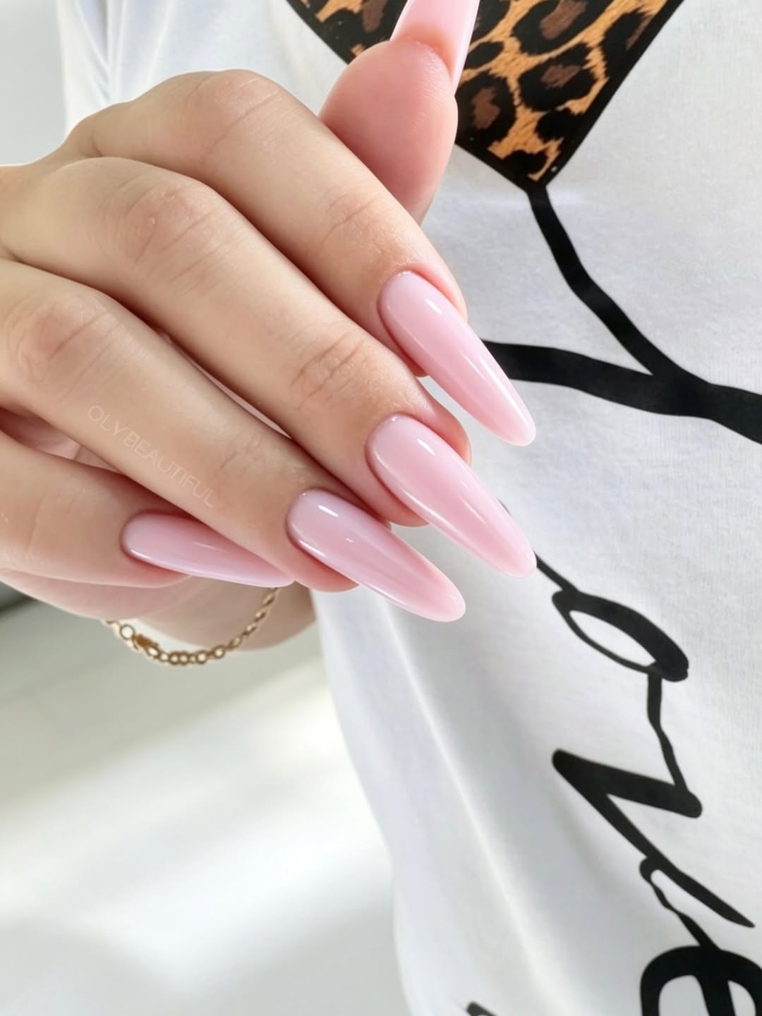 Glossy Baby Pink Extra-Long Stiletto Nails