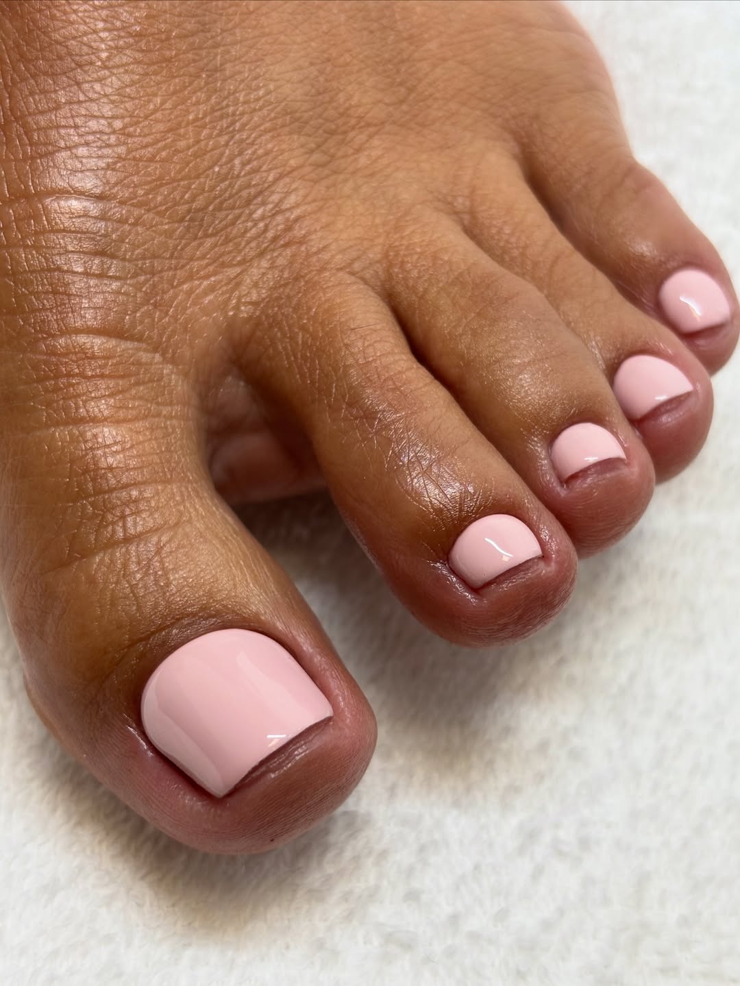 Glossy Baby Pink Short Squoval Pedicure