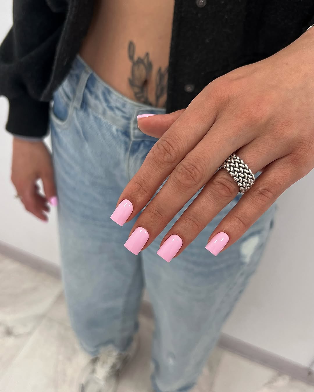 Glossy Bubblegum Pink Solid Square Fun