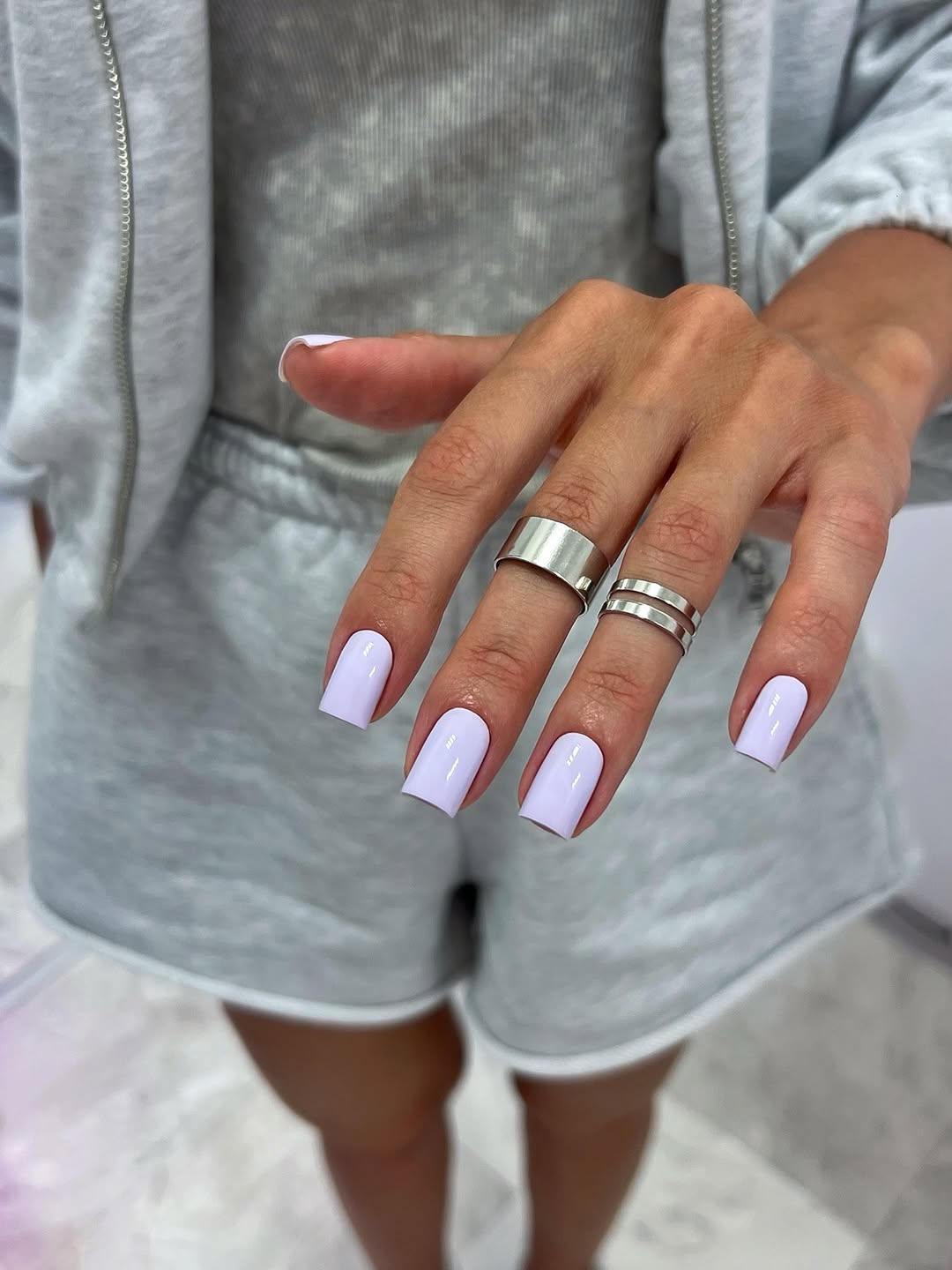 Glossy Lavender Coffin Nails for Summer