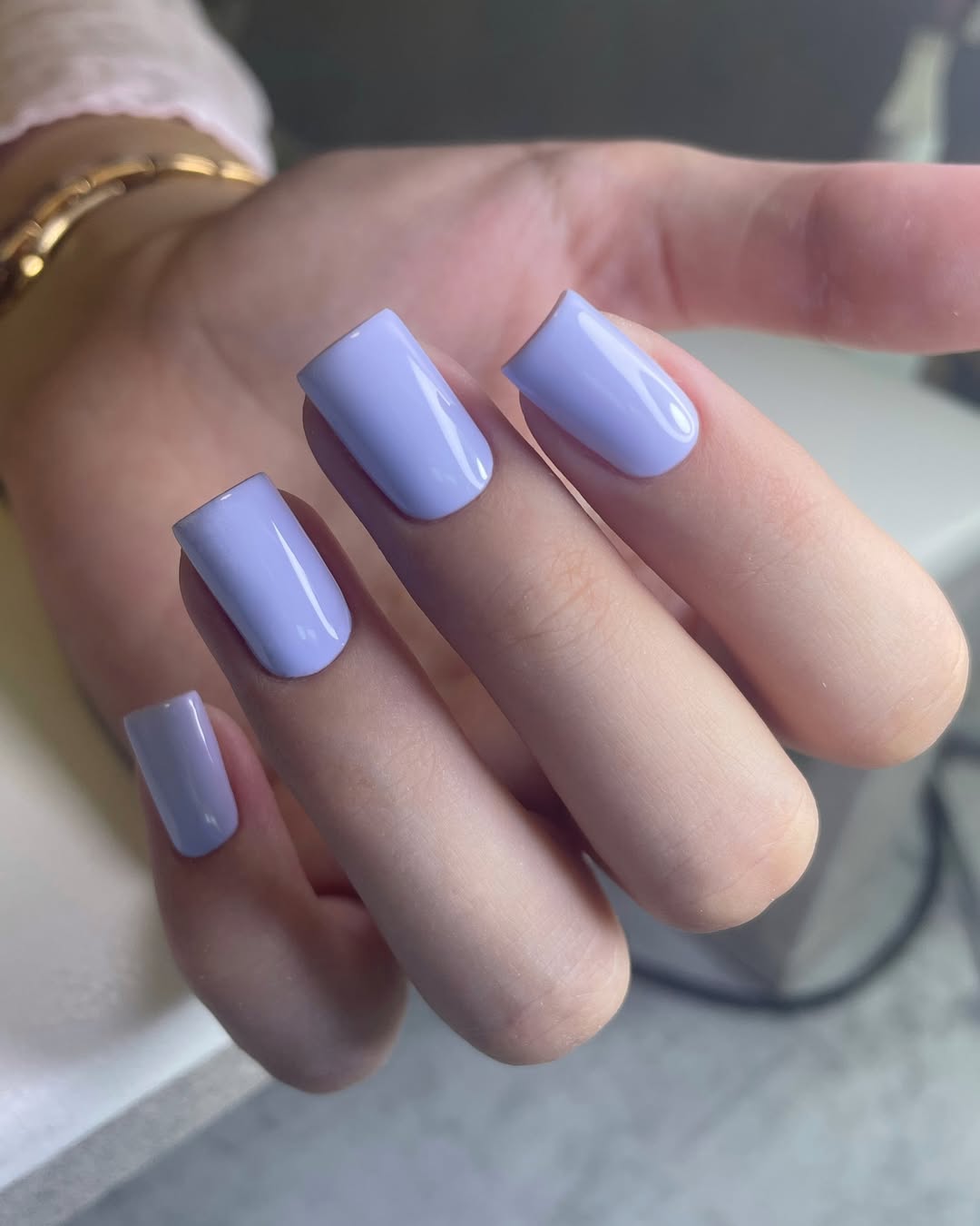 Glossy Lavender Short Squoval Polish