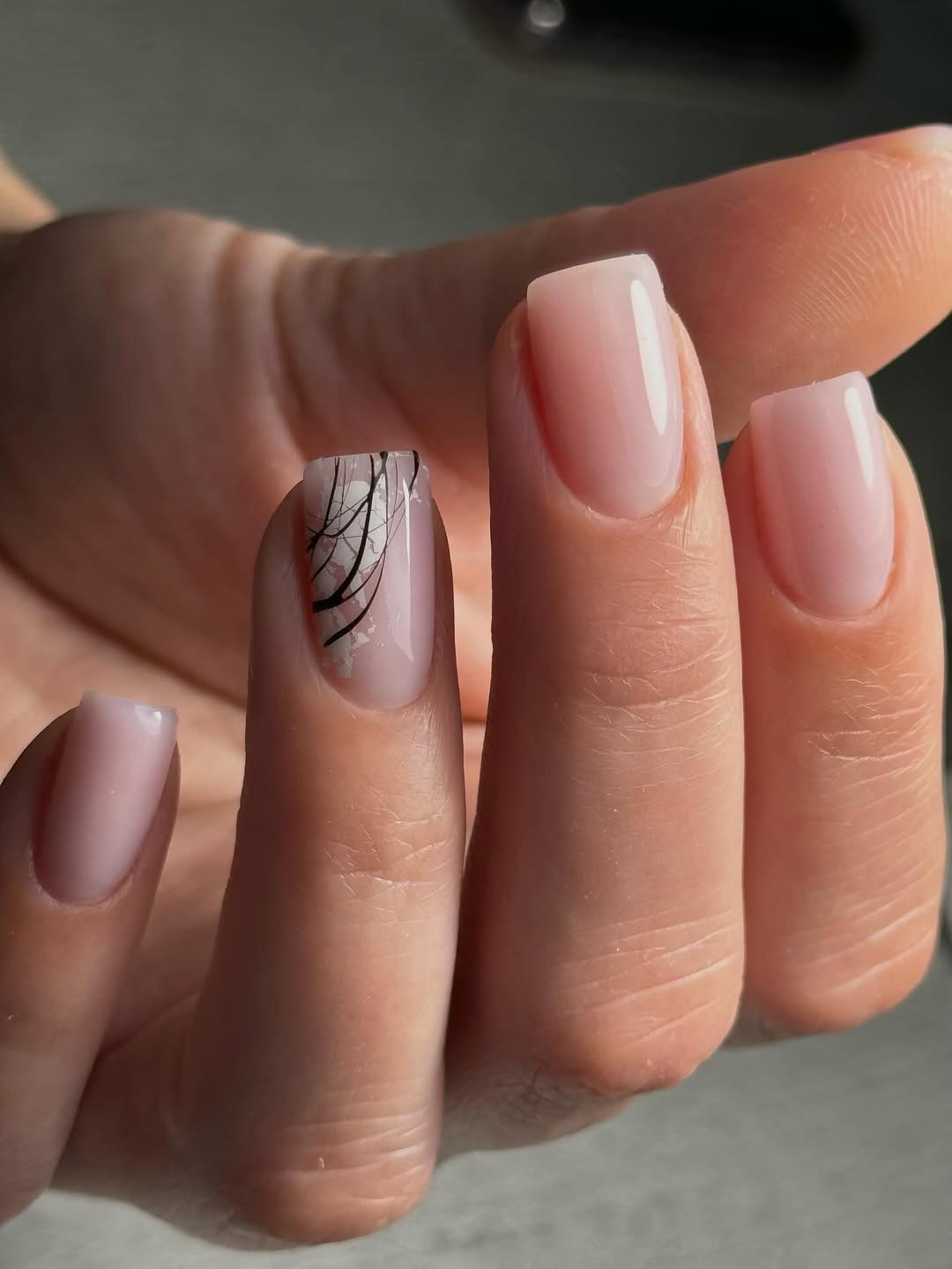 Glossy Nude With Delicate Black and White Art