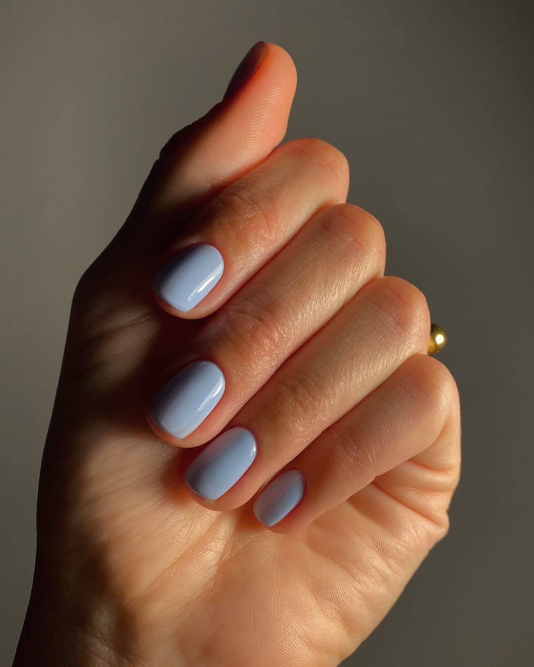 Glossy Periwinkle Solid Color Short Squoval Nails