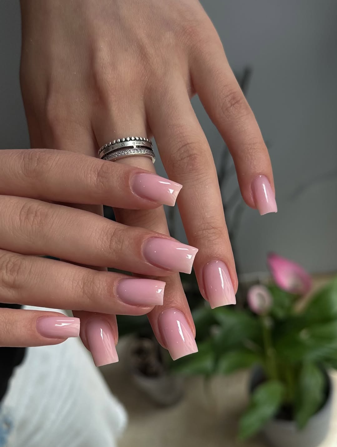 Glossy Sheer Pink Square Gradient Overlay