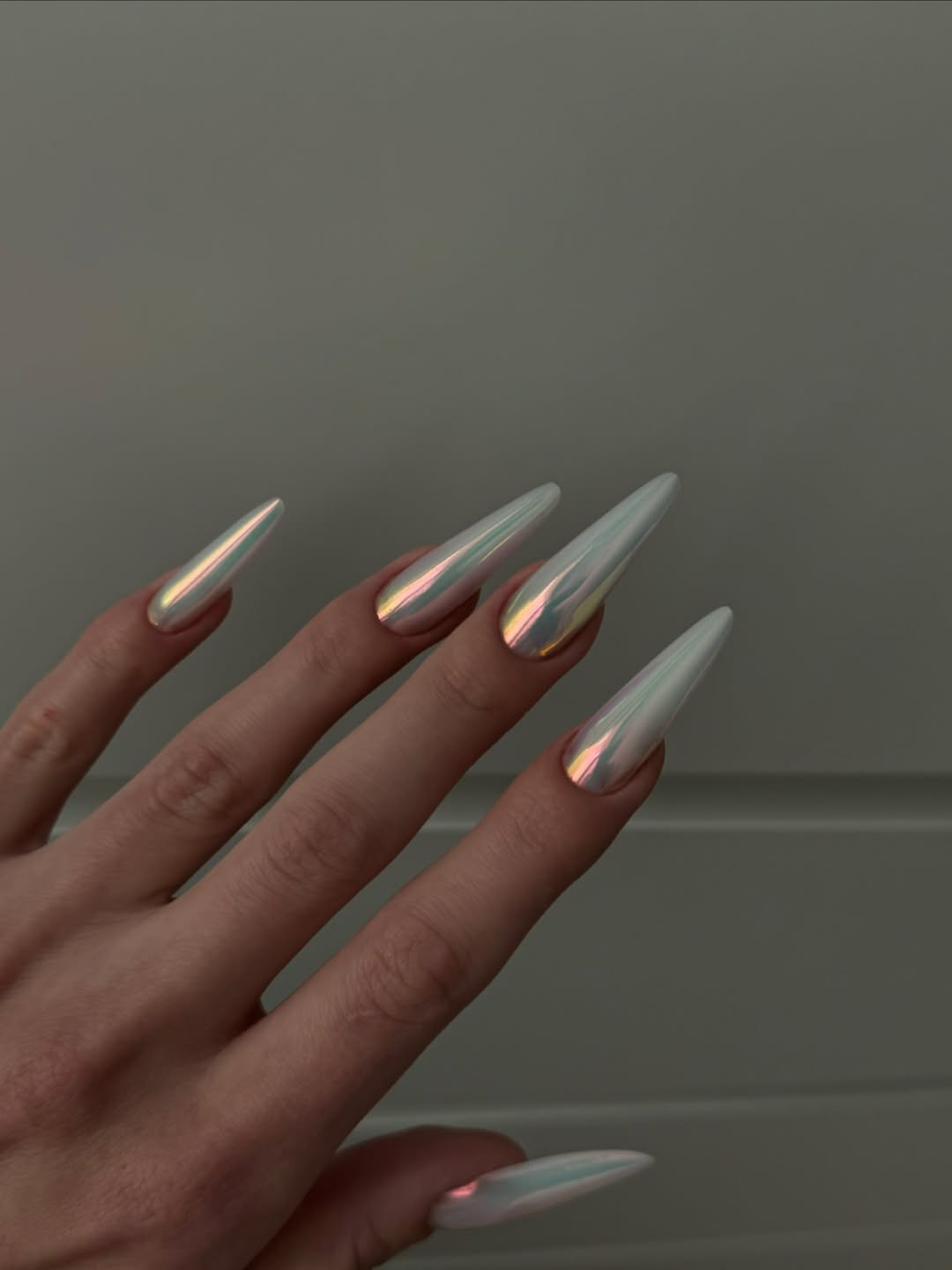 Iridescent Holographic Stiletto Nails: A Pop of Shimmer