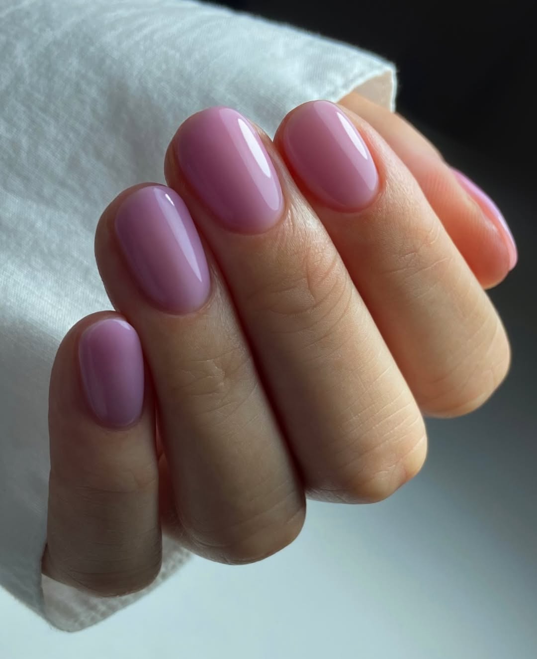 Lavender Jelly Glossy Oval Short Nails