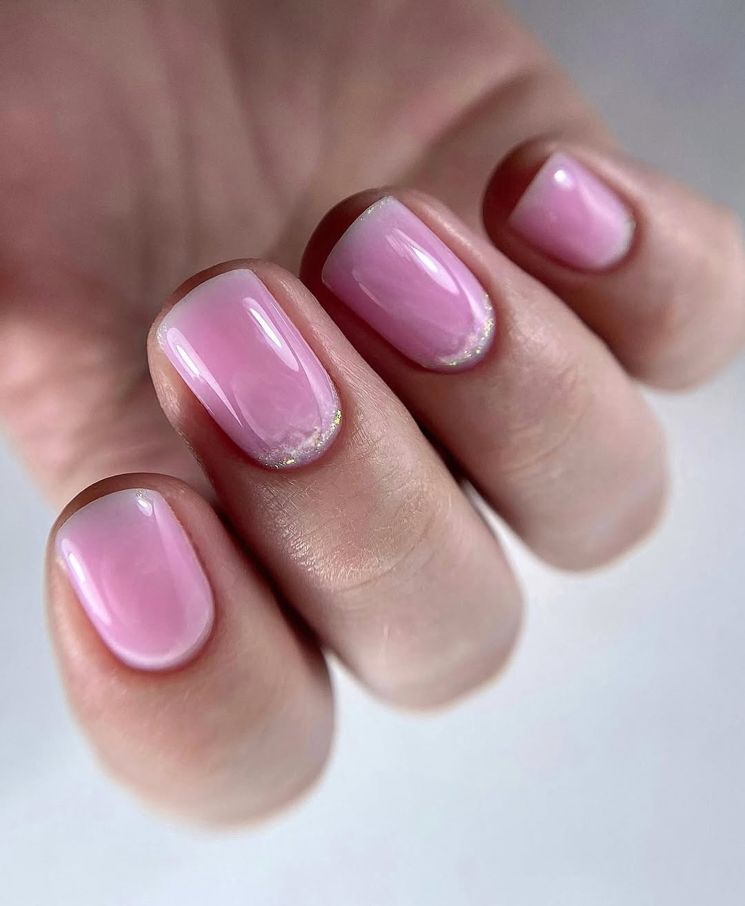 Lavender Jelly Squoval Nails with Glitter Tip