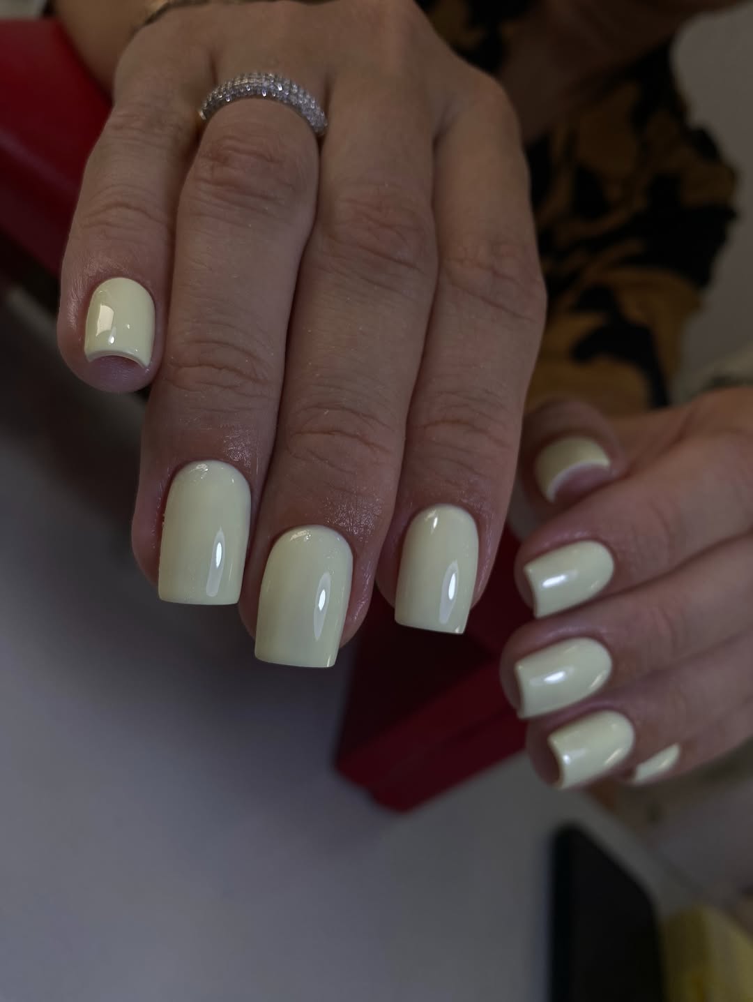 Lime Chiffon Glossy Square Coffin Nails