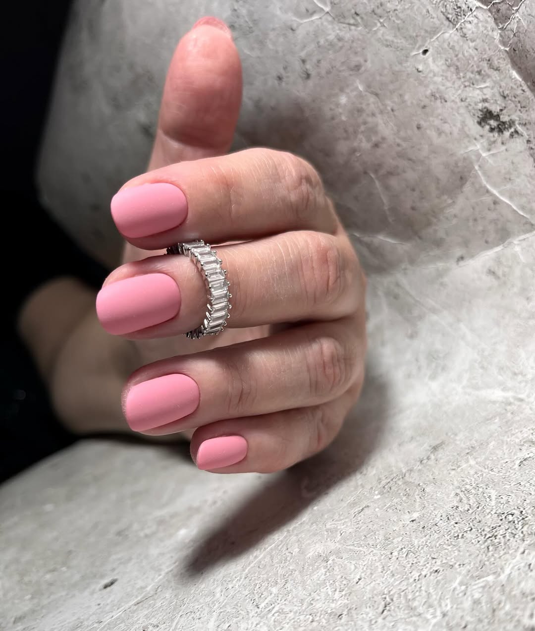 Matte Bubblegum Pink Short Squoval Nails