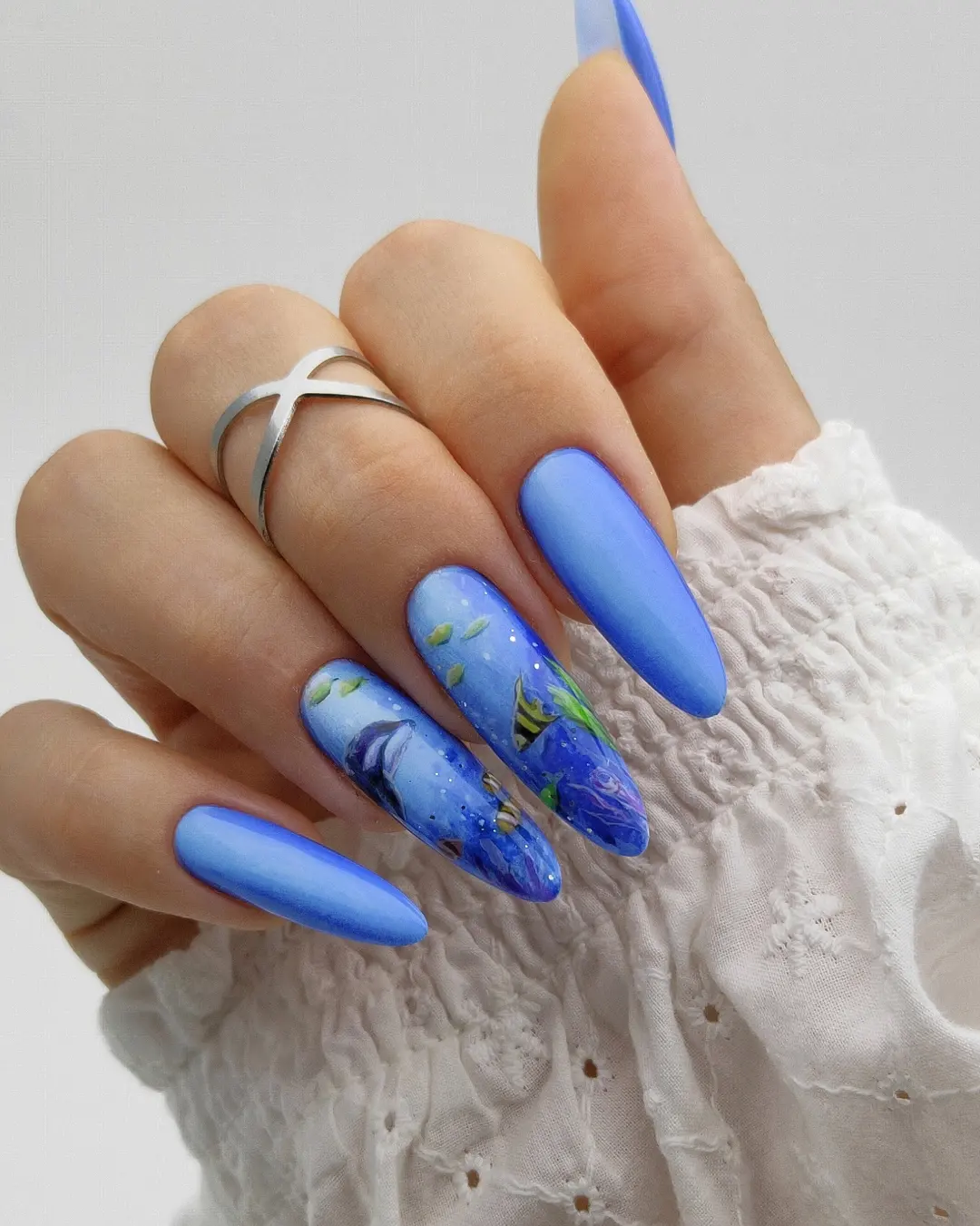 Matte Cobalt Blue Under-The-Sea Coffin Nails