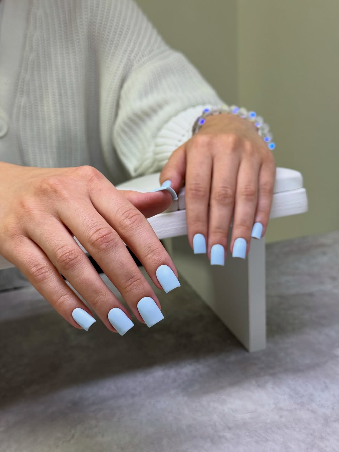 Matte Pastel Blue Medium Square Nails