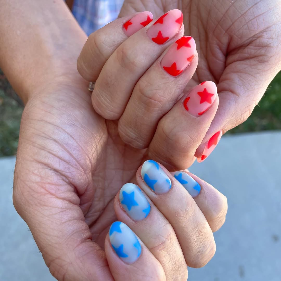 Matte Patriotic Star Manicure