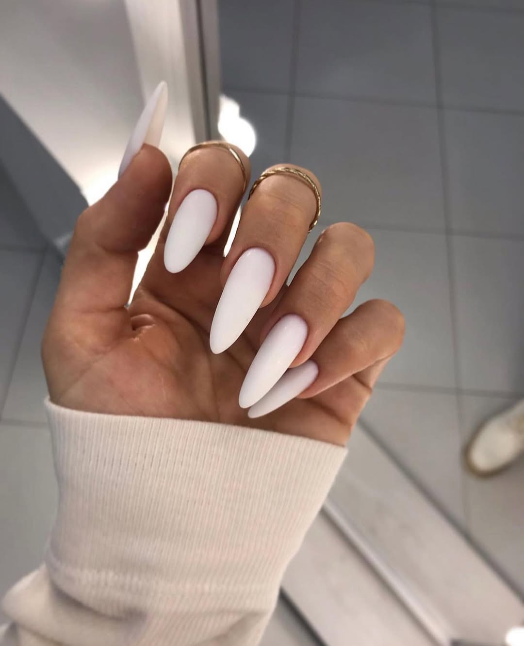 Matte White Extra Long Stiletto Nails