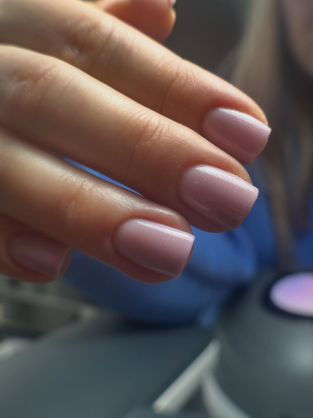 Mauve Pink Jelly Shimmer Short Squoval