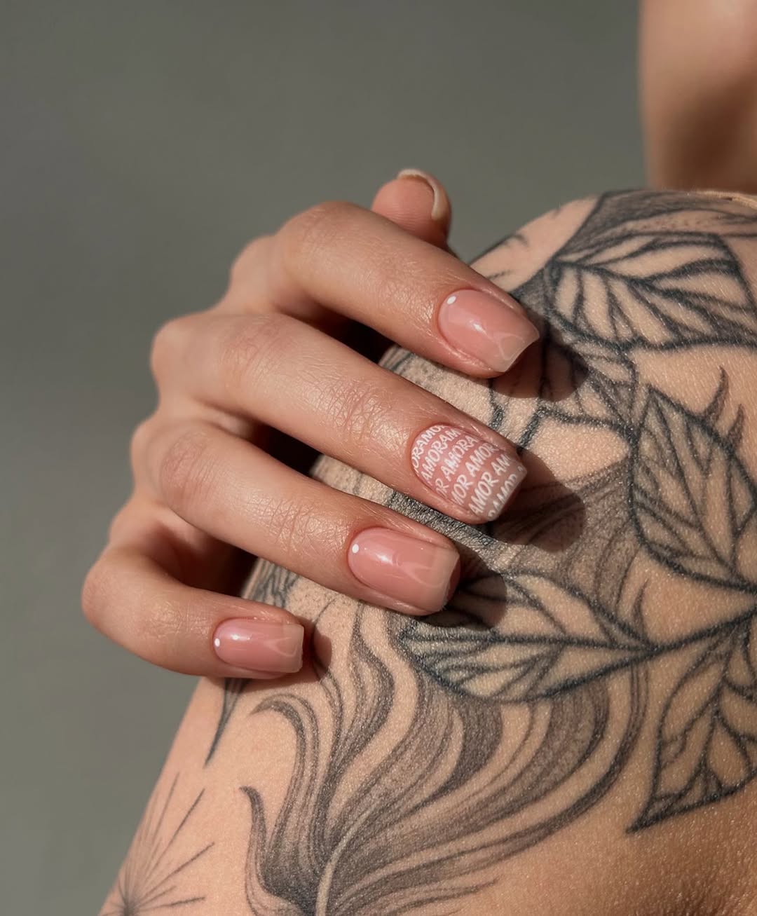 Milky Pink Glazed Donut Mismatched Letter Nails