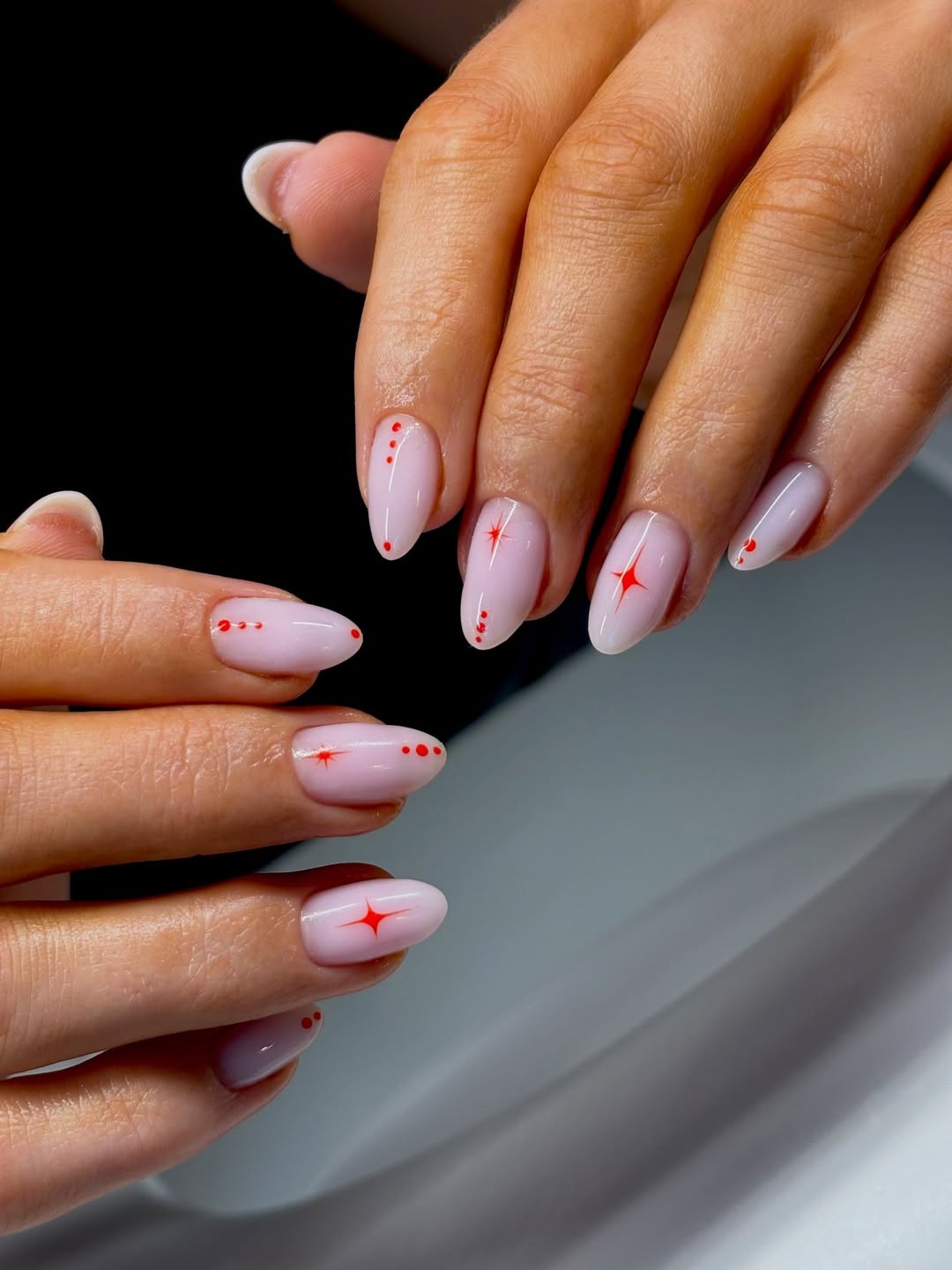 Milky Pink Star Burst Nails