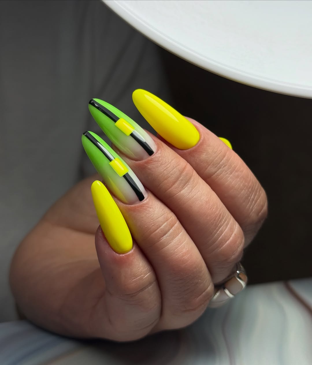 Neon Ombre With Geometric Black and Yellow Accents