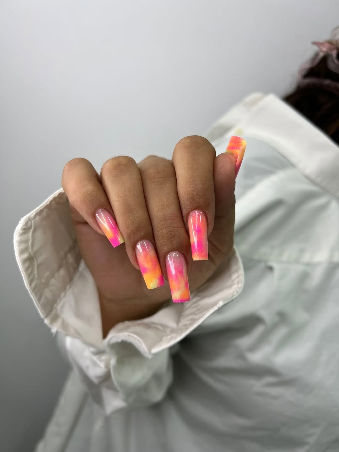 Neon Pink Orange Tie-Dye Extra Long Square