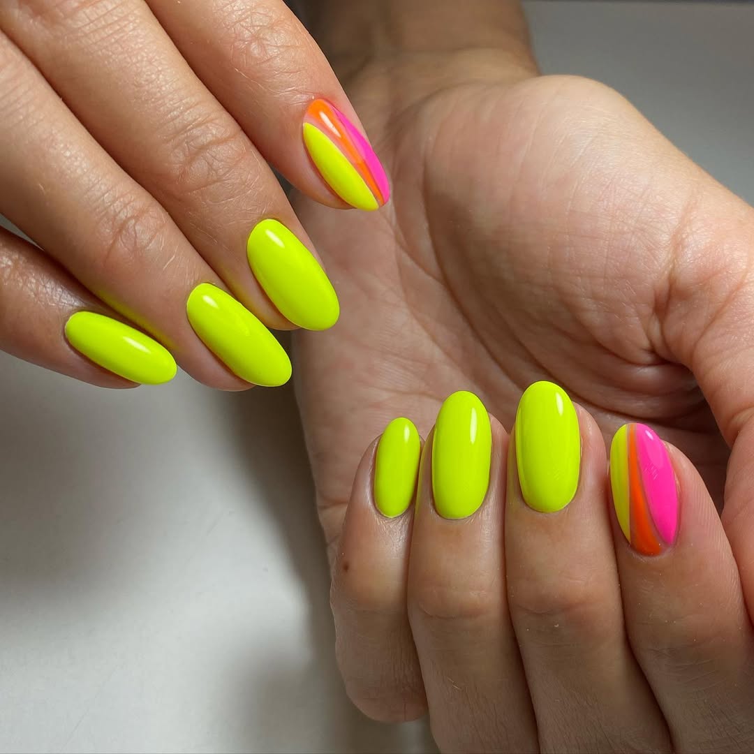 Neon Yellow Hot Pink Orange Color Block