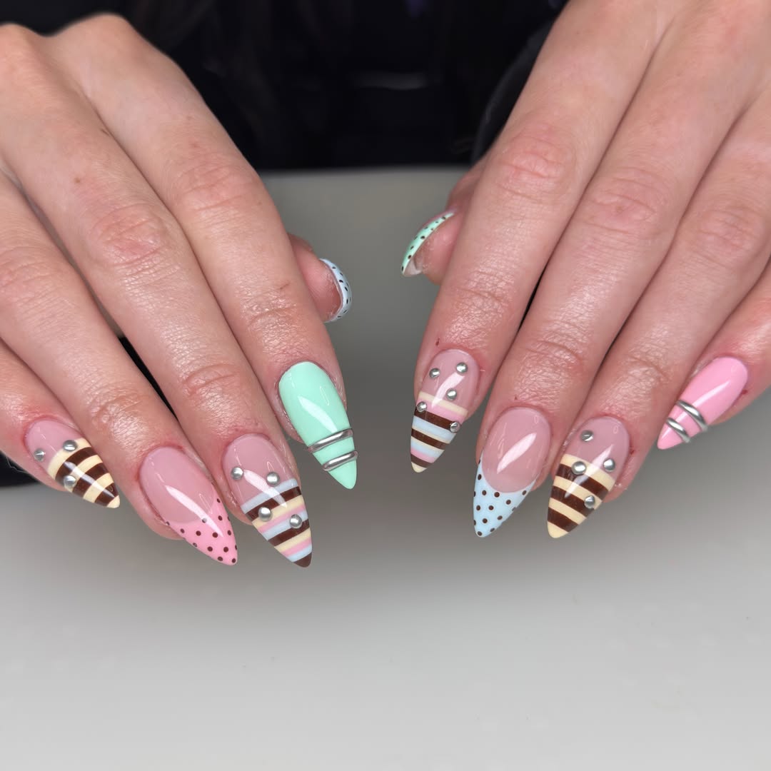 Pastel Sweets Funky Stiletto Nails