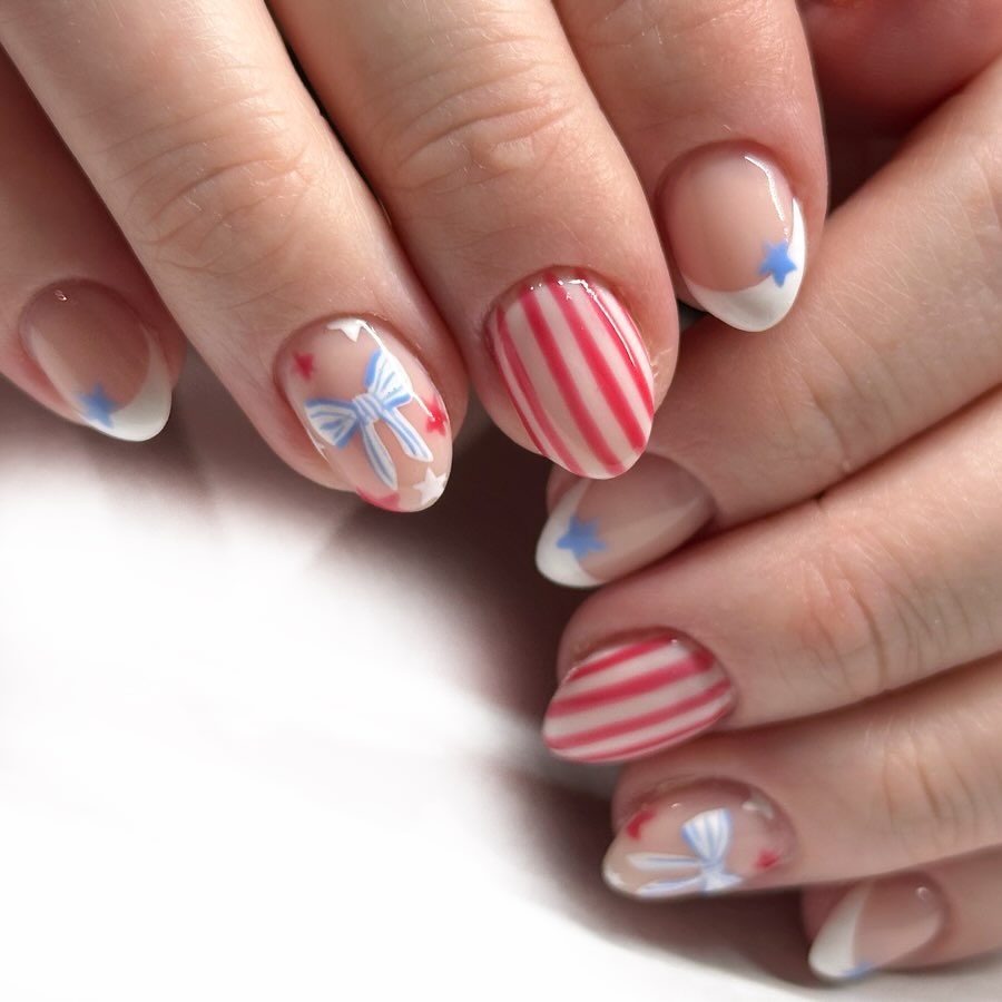 Patriotic Playful French Tip Nails