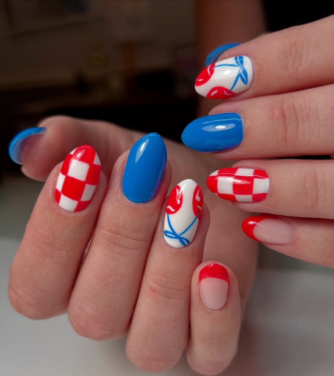 Patriotic Pop Art Red White Blue Nails