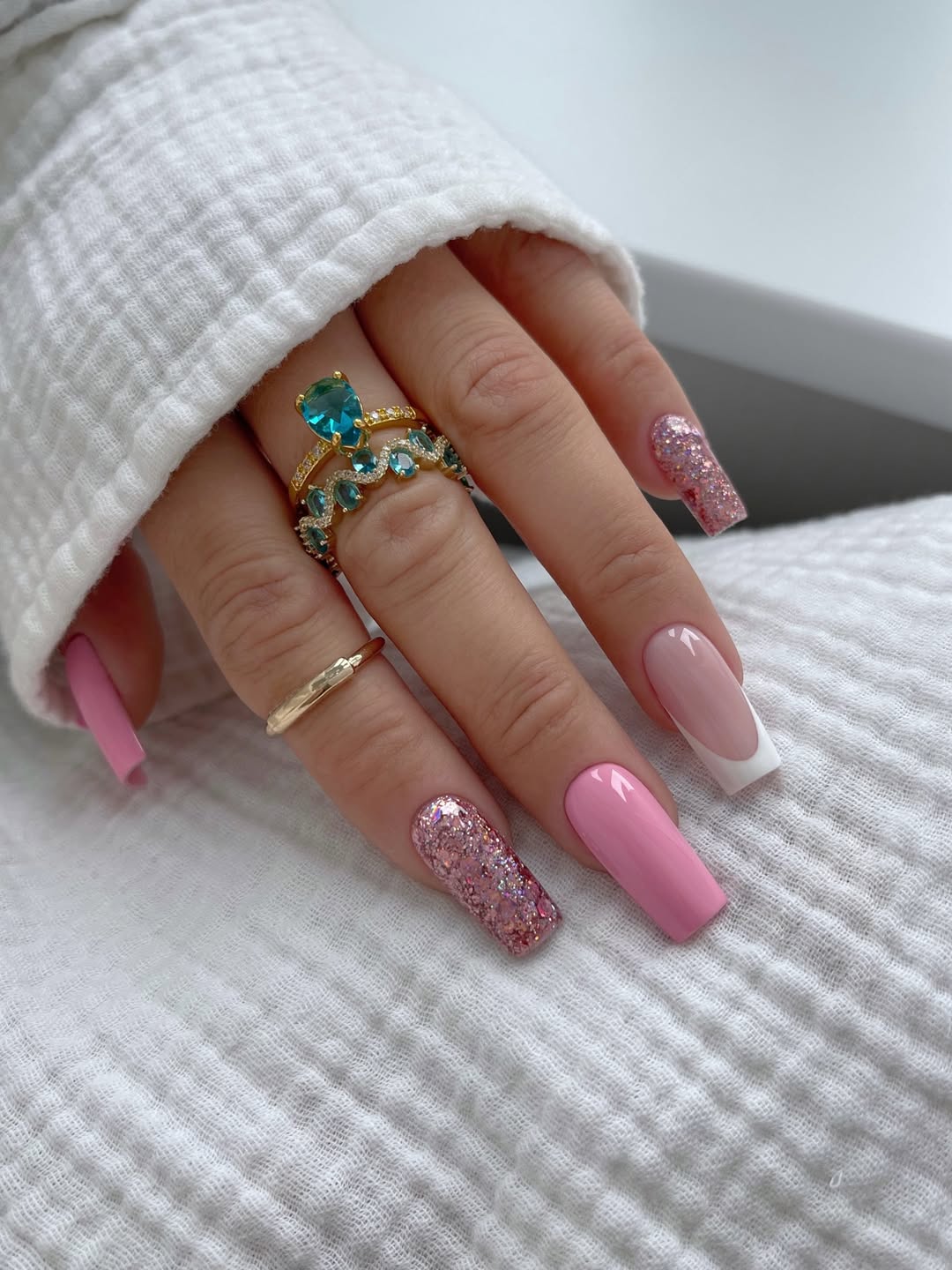 Pink Glitter French Tip Mix and Match