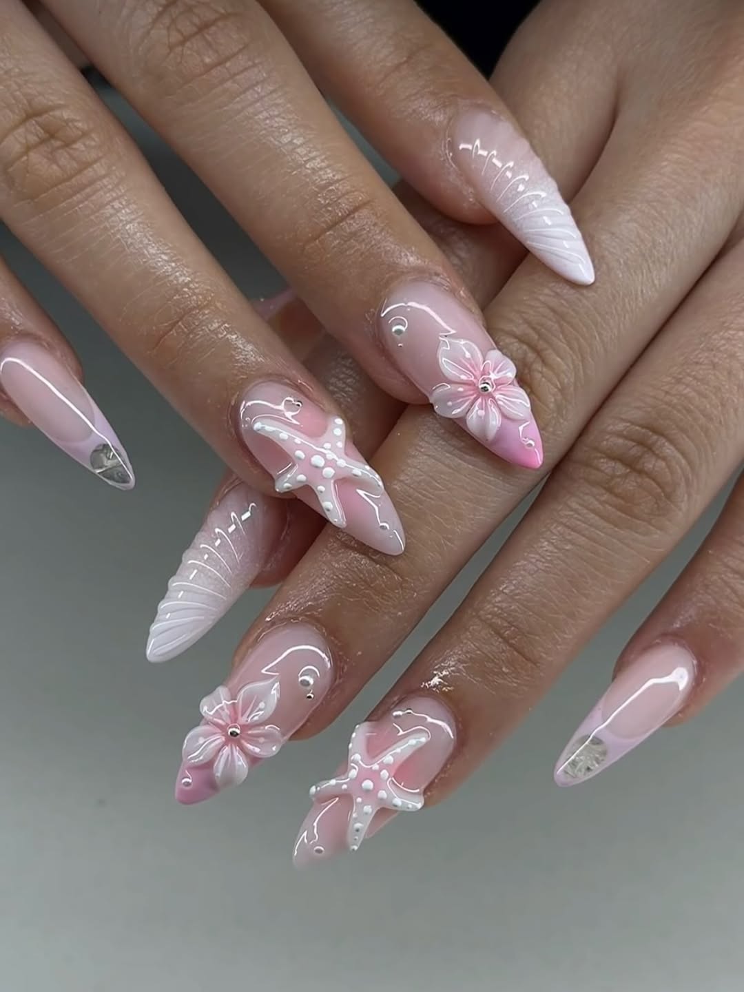 Pink Ocean Dreams 3D Nail Art