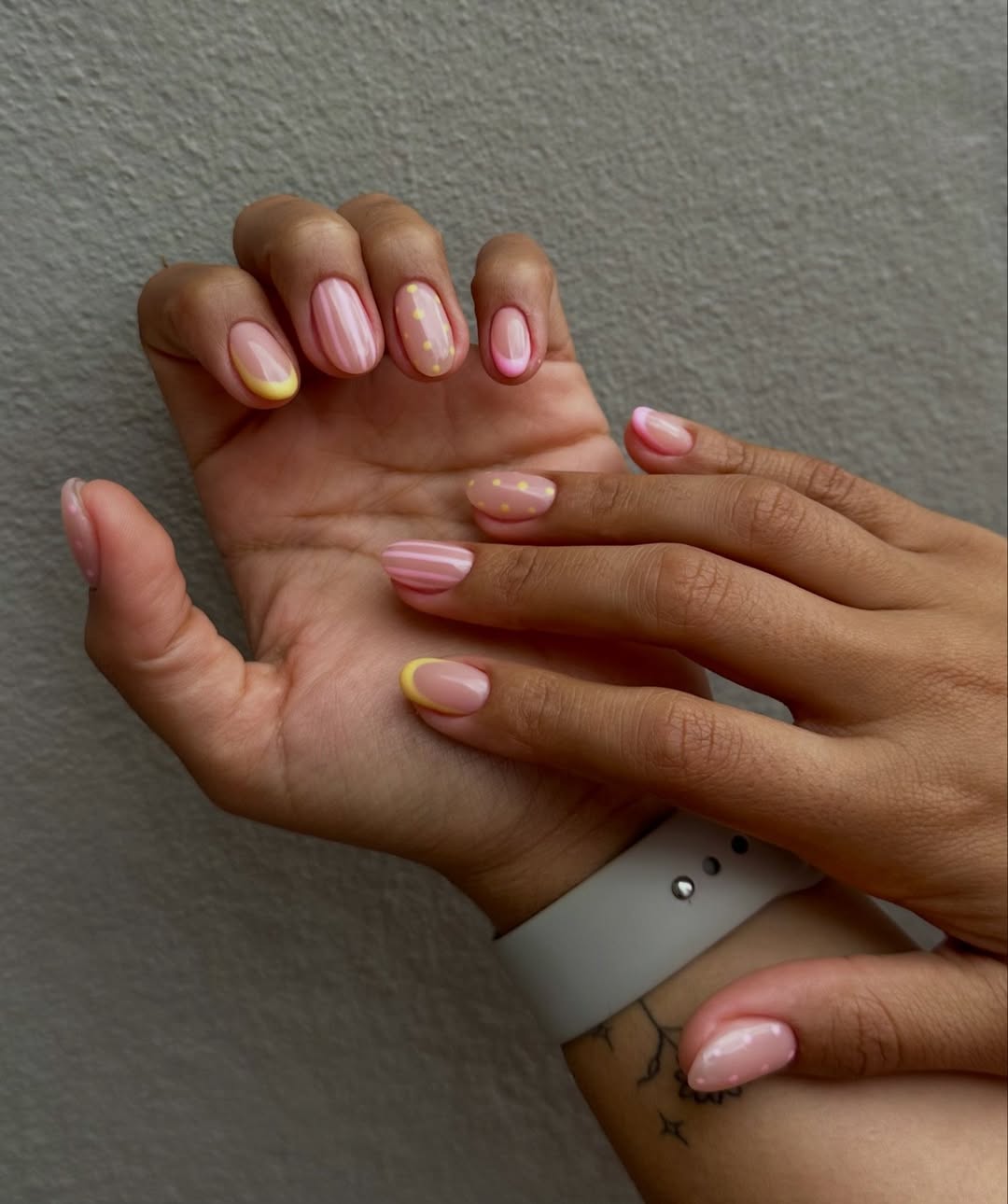 Playful Pastel Mis-Matched Short Oval Nails