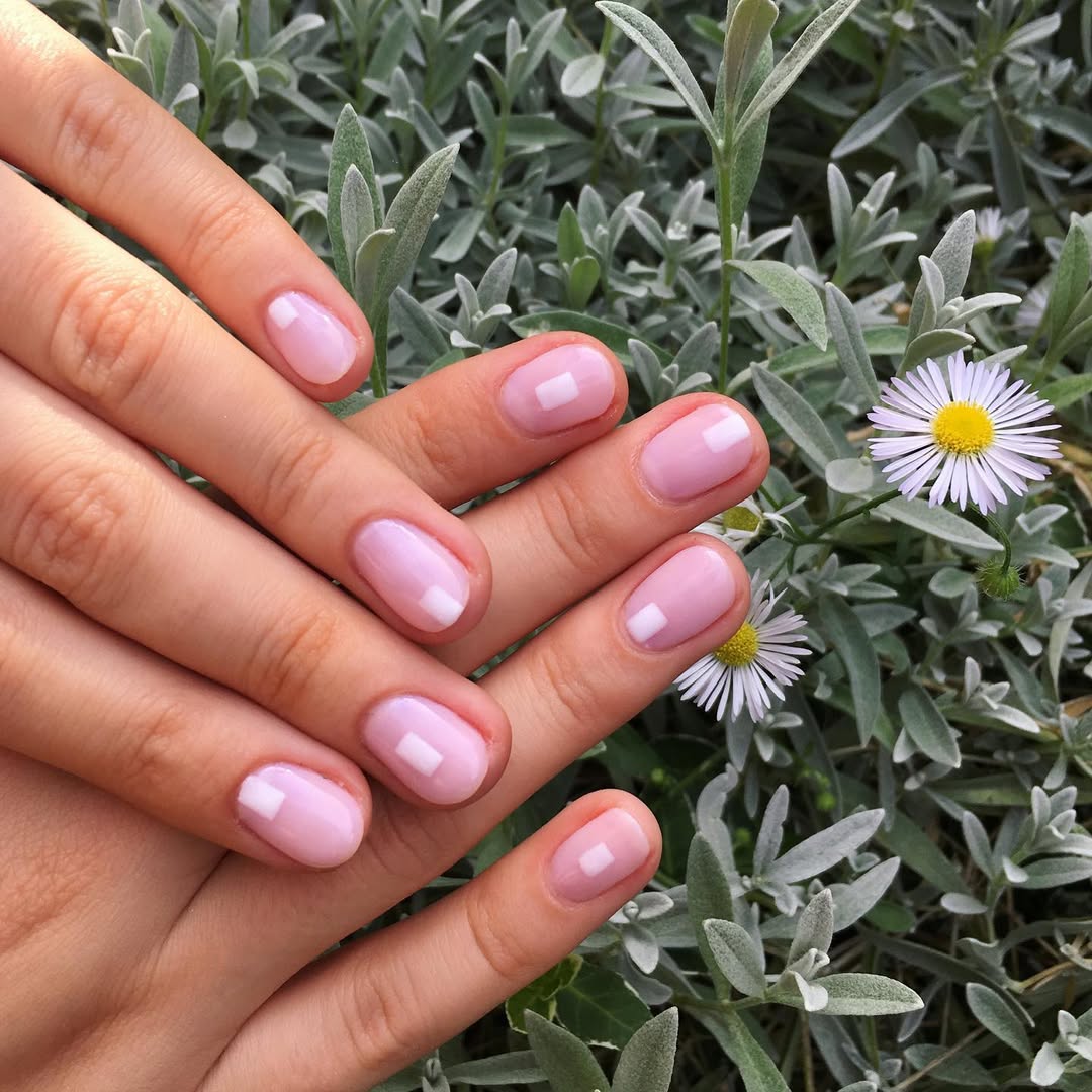Sheer Pink Glossy Short Oval Accent Dots