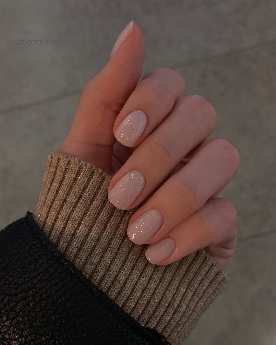 Short Squoval Nude Shimmer Gel Overlay