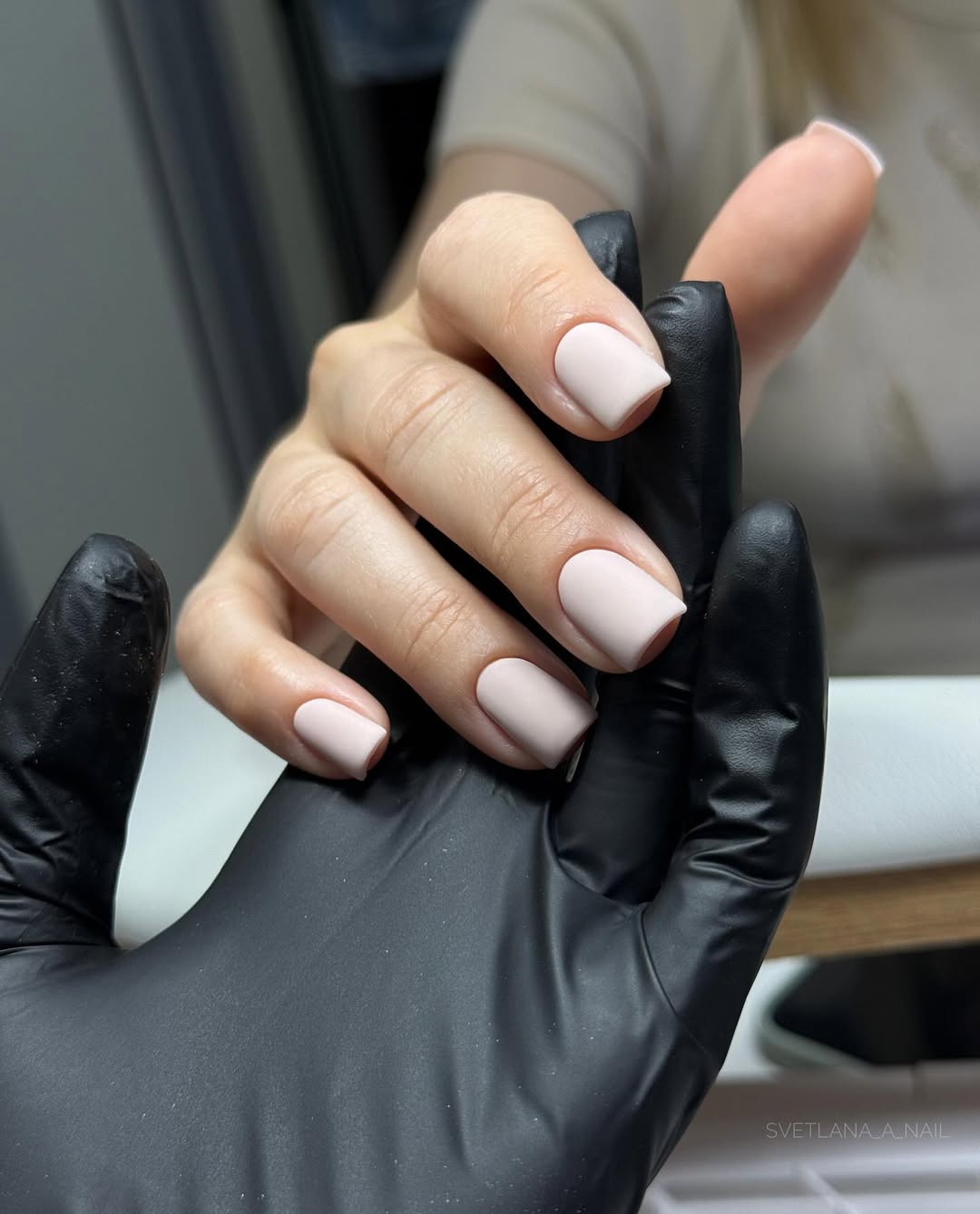 Soft Blush Pink Matte Short Squoval Nails