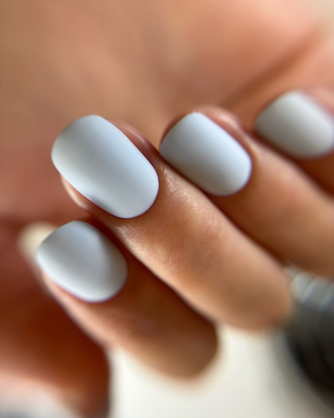 Soft Cloud Blue Matte Short Round Nails