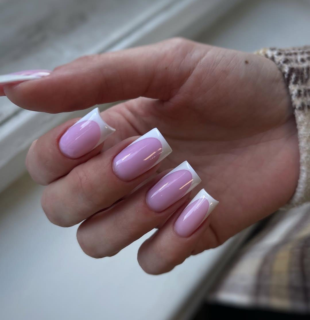 Soft Lavender French Tip Long Square Nails