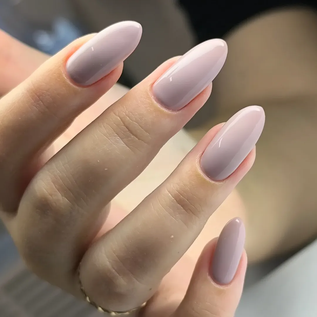 Soft Lavender Glossy Long Almond Nails